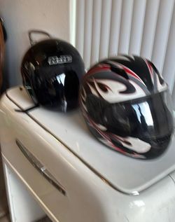 (2) HJC Helmet Motorcycle CL-15 Session Flat Black Red White size xxl & CL-33 size medium
