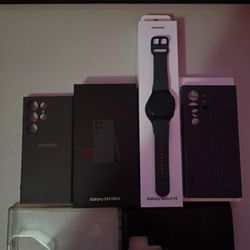 Samsung galaxy s24 ultra 256GB unlocked to all carries plus Samsung Watch Fe and 4 cases included