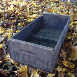 Antique Welch Wooden Crate with handle grooves