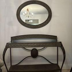 Wrought Iron Console  & Mirror