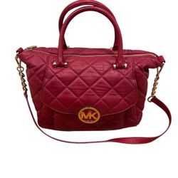 Michael Kors Red Quilted Leather Satchel bag/ handbag Crossbody bag