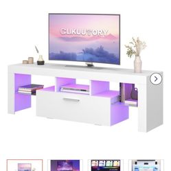 Clikuutory Modern Lighting 51 inch TV Stand with Large Storage