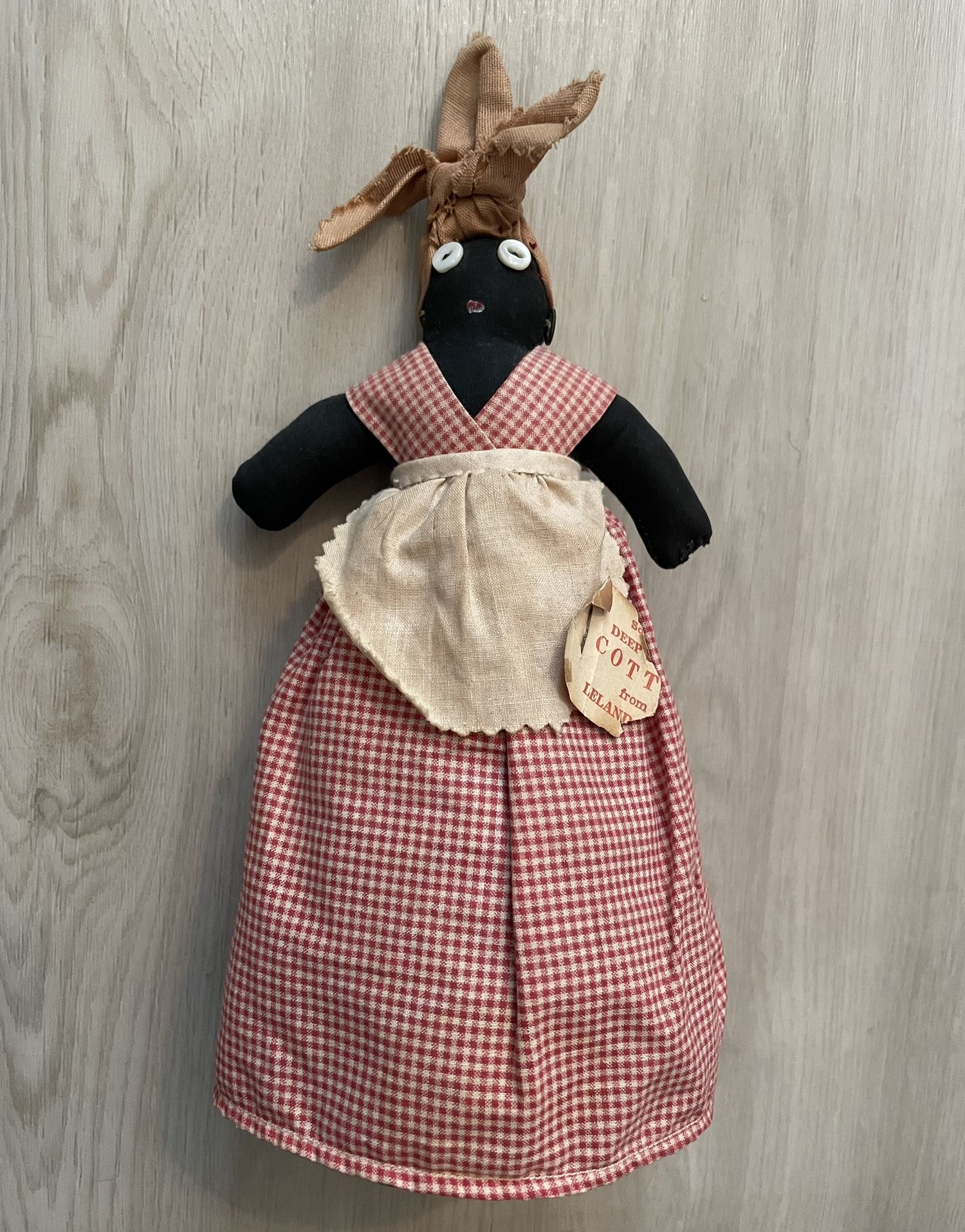 Antique Early 20th Century Handmade African American Handmade Cloth Doll 8” Americana
