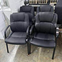 CLATINA 4-Pack Leather Guest Chair Padded Arm Rest Reception Meeting Room Chair