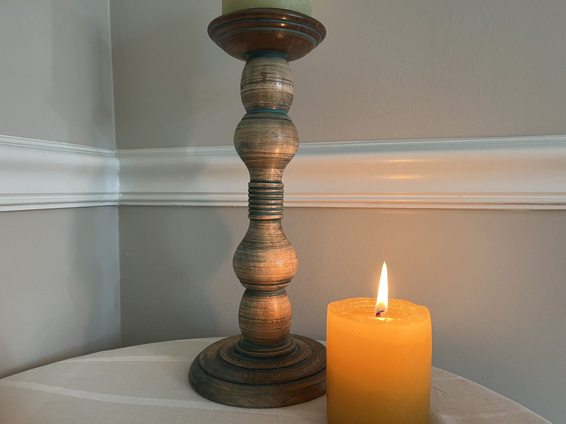 12” Long Beautiful Hand carved Wood 🪵 XL Candle Holder