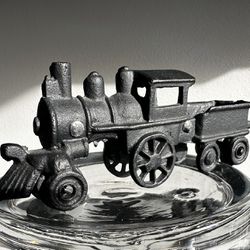Vintage Toy Cast Iron Steam Train and Passenger Car