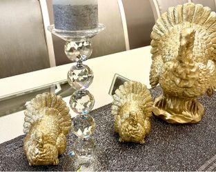 ZGALLERIE Gold Turkey Figurine Set of 4