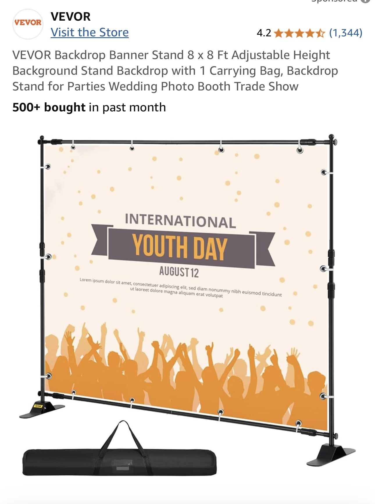 $30 Brand New VEVOR Backdrop Banner Stand 8 x 8 Ft Adjustable Height Background Stand Backdrop