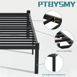 Classic Iron Bed Frame Mattress Under Bed Storage No Box Spring Needed Singe Full Queen King Size Black Or White