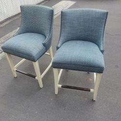 2 Hickory Barstool Chairs Counter Height
