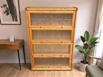 Vintage Americana Light Brown Oak 4-Tier Barrister / Lawyers Bookcase
