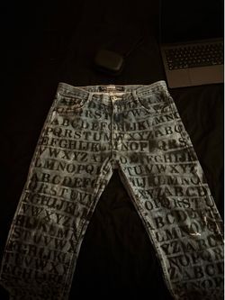 Custom Graffiti Letter Print Jeans