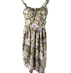 Xhilaration XS Floral Sundress Sage Green Smocked Boho Mini Dress Great Condition