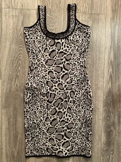 BCBGMAXAZRIA Leopard Print Bodycon Sleeveless Dress XS