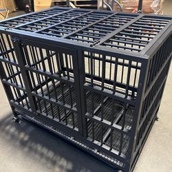 New 38 Inch Heavy Duty Indestructible Dog Crate Escape Proof with Lockable Wheels High Anxiety Double Door Dog Crate Extra Large  New in box BC-0820 #