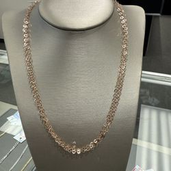 Wonderful 3 Strand Gold Necklace 14k Gold