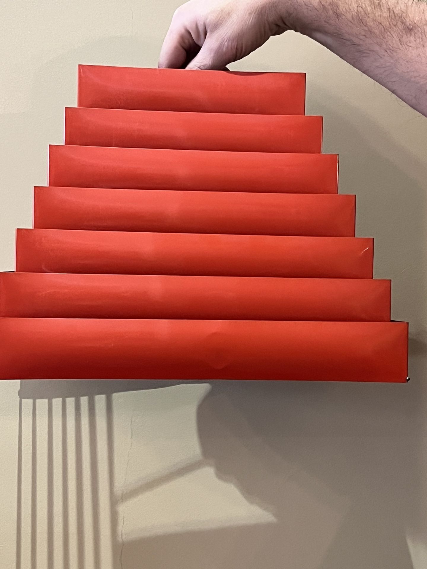 Vintage Atomic Lamp Shade Tiered Metal Venetian Blind Red Rectangular MCM