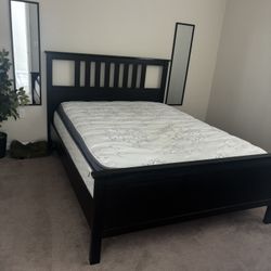 IKEA Bed frame, black-brown, mirror 