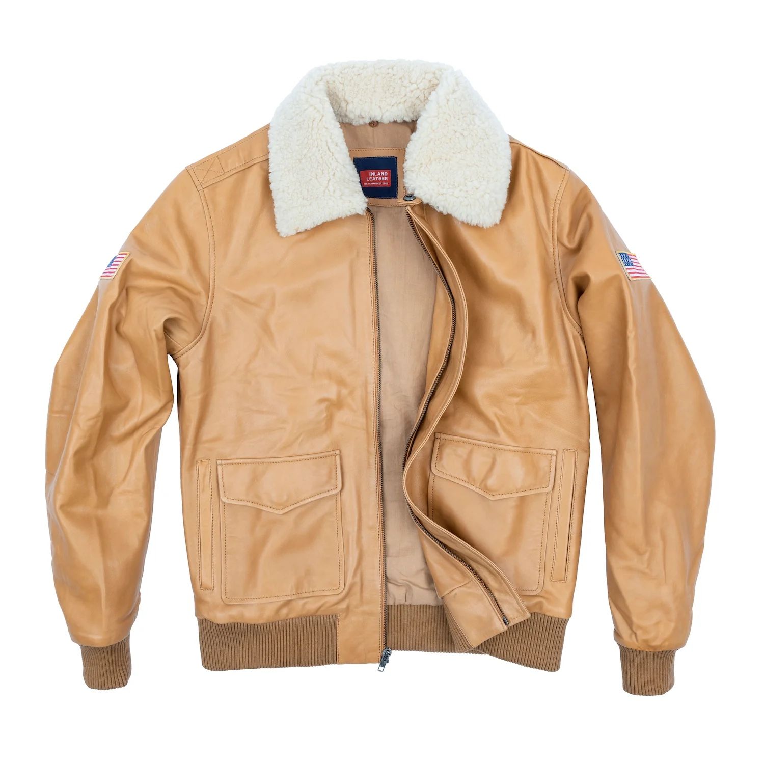 Medium US FLAG FLIGHT MENS PILOT LEATHER JACKET