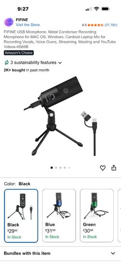 FiFine USB microphone, Metal Condenser, Recording Use.