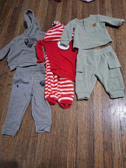 NBA Gray Hoodie/ Red Striped Onesie/lounge baby set