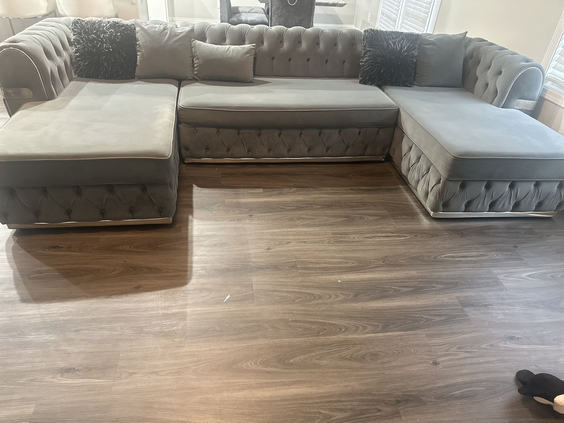 Grey Velvet Sectional 