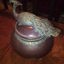 Wooden Peacock Stash Box