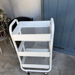 Metal Art Cart On Wheels