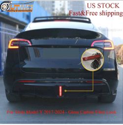 For Tesla Model Y 2017-2024 Rear Diffuser - Gloss Carbon Fiber Look remote area