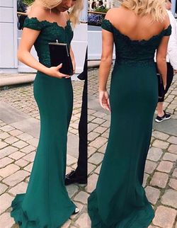 Green long tight off the shoulder dress