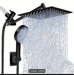 Shower Head, High Pressure 8” Rainfall/Handheld Shower Combo with 11'' Extension Arm, Settings, Anti-Leak Shower Head with Holder, Height/Angle Adjust
