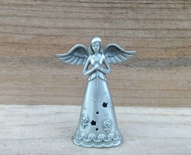 Small Pewter Angel/Flower Figurine