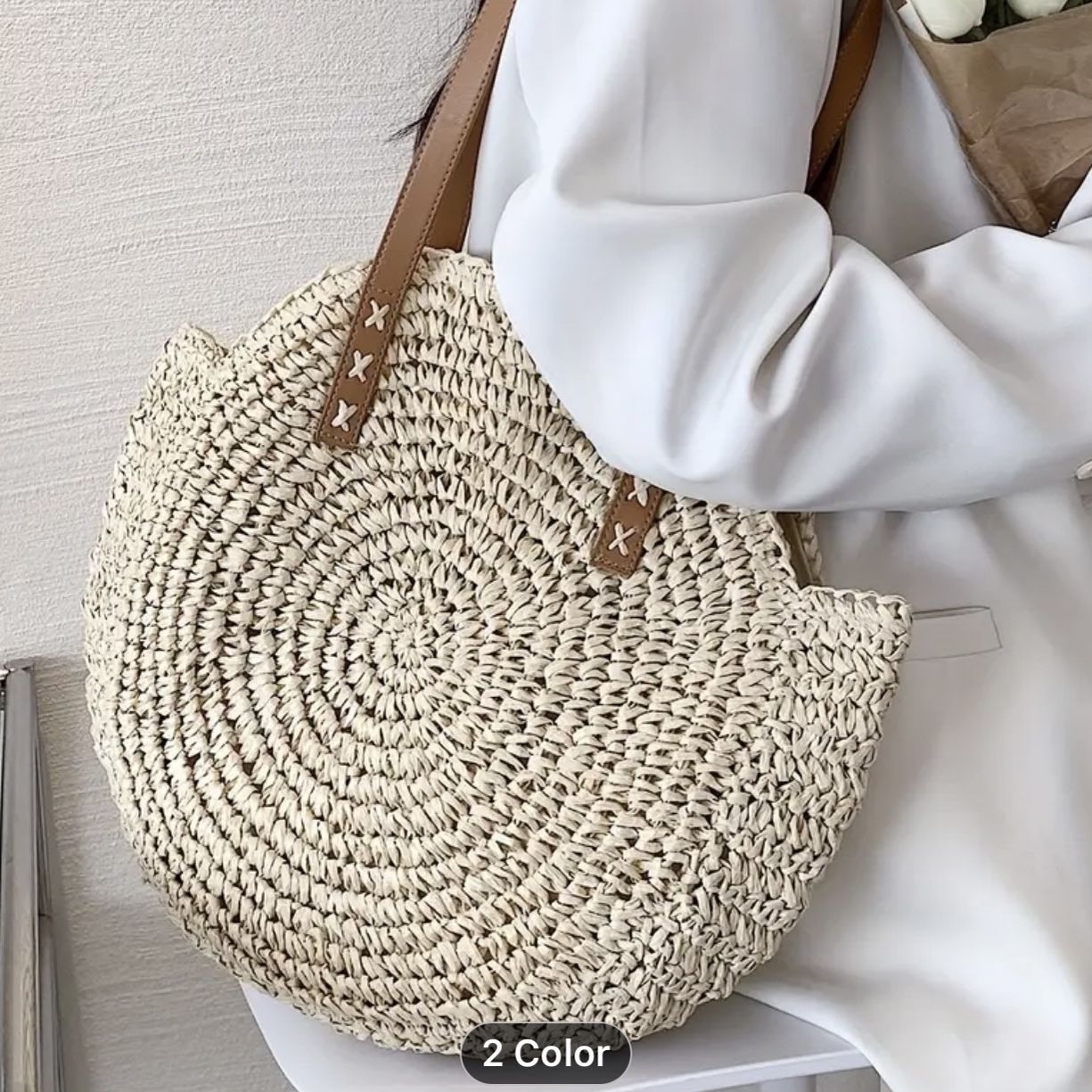 Round Woven Straw Bag