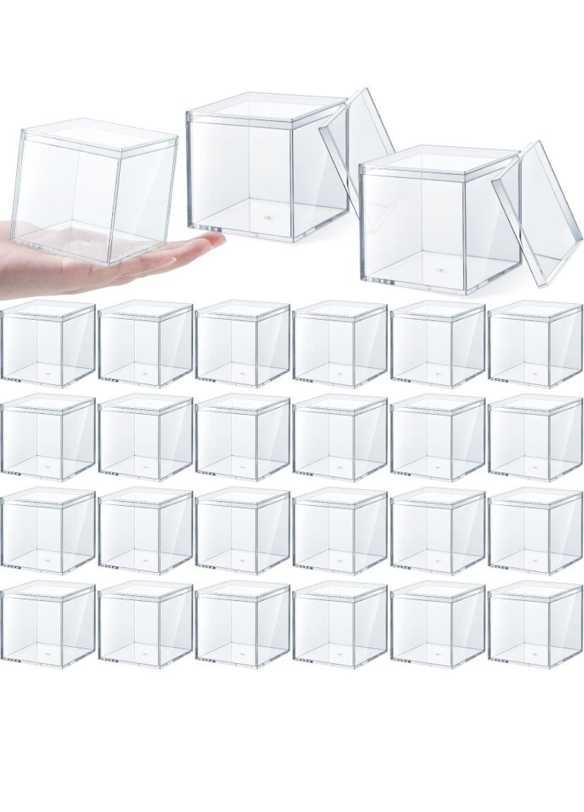 Yulejo Clear Acrylic Box with Lid Plastic Square Cube Display for Storage 