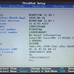 ThinkPad X280 12.5" 1366x768 Intel i7-8550U 8GB NO SSD NO Charger