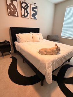Black Upholstered Platform Bed Frame