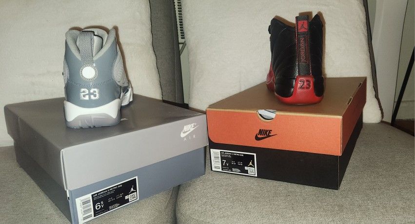 Cool Grey 9s 6.5,Flu Game 12s 7