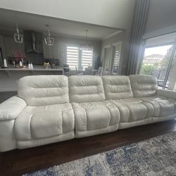 Large Cream Sofa With 4 Recliners 