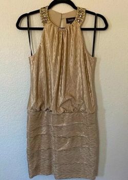 NWT $295 Laundry by Shelli Segal Women's Size 2 Gold Embellished Cocktail Dress