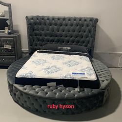 New Furniture| Gray Luxus Upholstered Queen  Bed Storage | İn Stock @ Fast Delivery 🚚