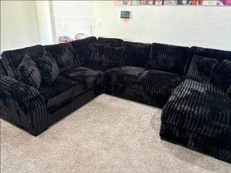 BRAND NEW BLACK CORDUROY SECTIONAL SAME DAY DELIVERY