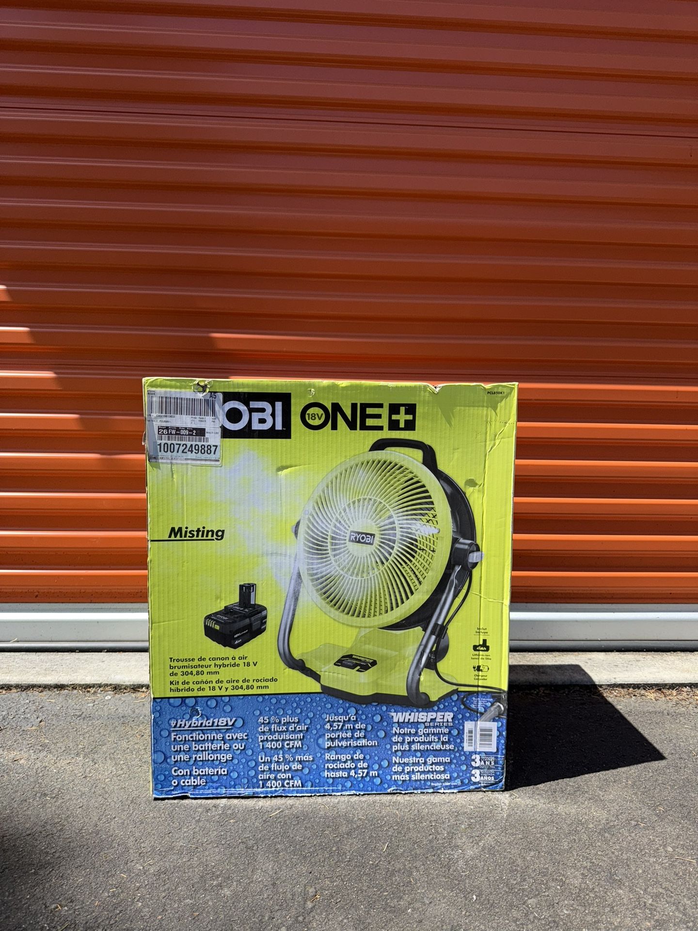RYOBI ONE+ 18V Cordless Hybrid WHISPER SERIES 12 in. Misting Air Cannon Fan Kit