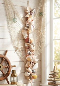 Shell Collector's Dream! HUGE 4'FT LONG Garland with 100+ Beautiful Sea Shells! Beach Decor Centerpiece.