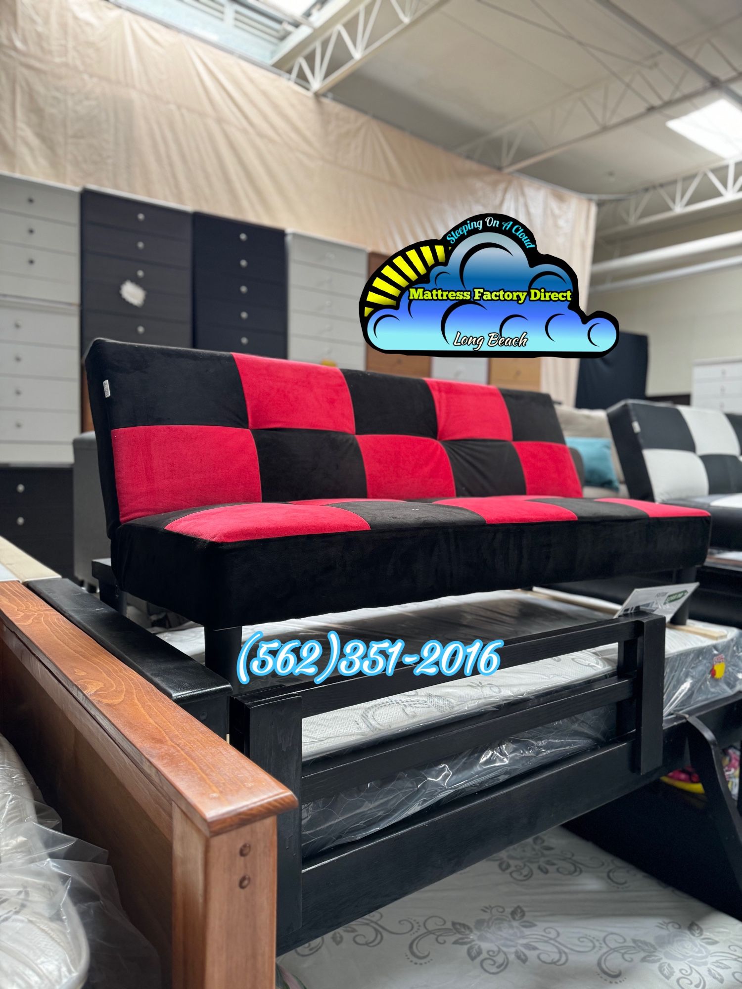 New Sofa Bed Futon Fabric Red And Black Cama Sofa 