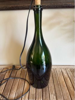 Vintage green glass wine bottle lamp