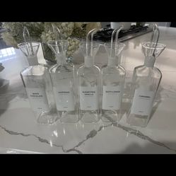 5 Dispenser Glass Bottles for Food + Labels