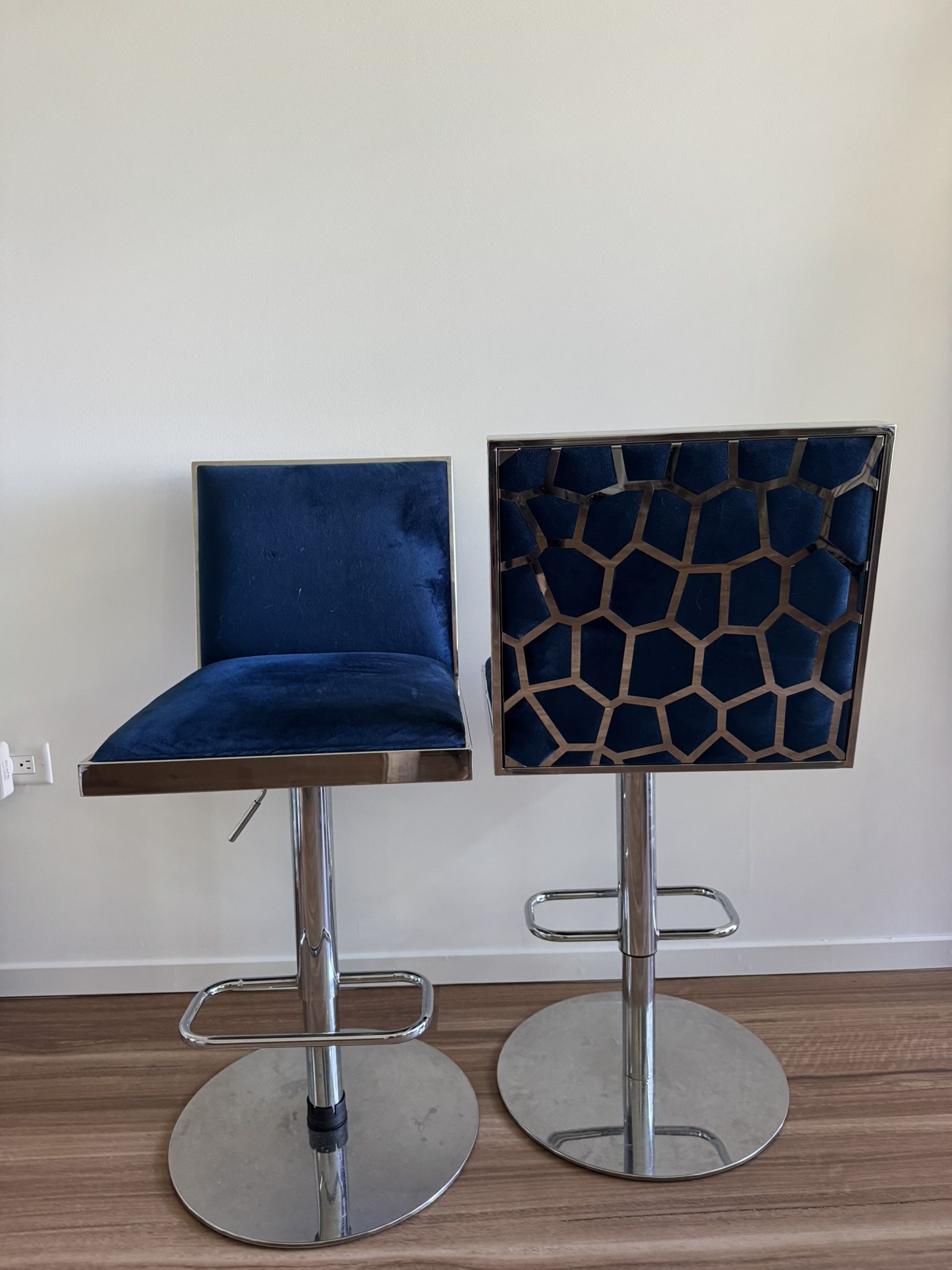2 Allison Blue Adjustable Bar Stools