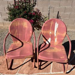 Sold - Vintage Metal Patio Motel / Hotel Chair / Chairs (2)