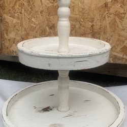 🪵 Rustic 2-Tier Wooden Tray – Farmhouse Style