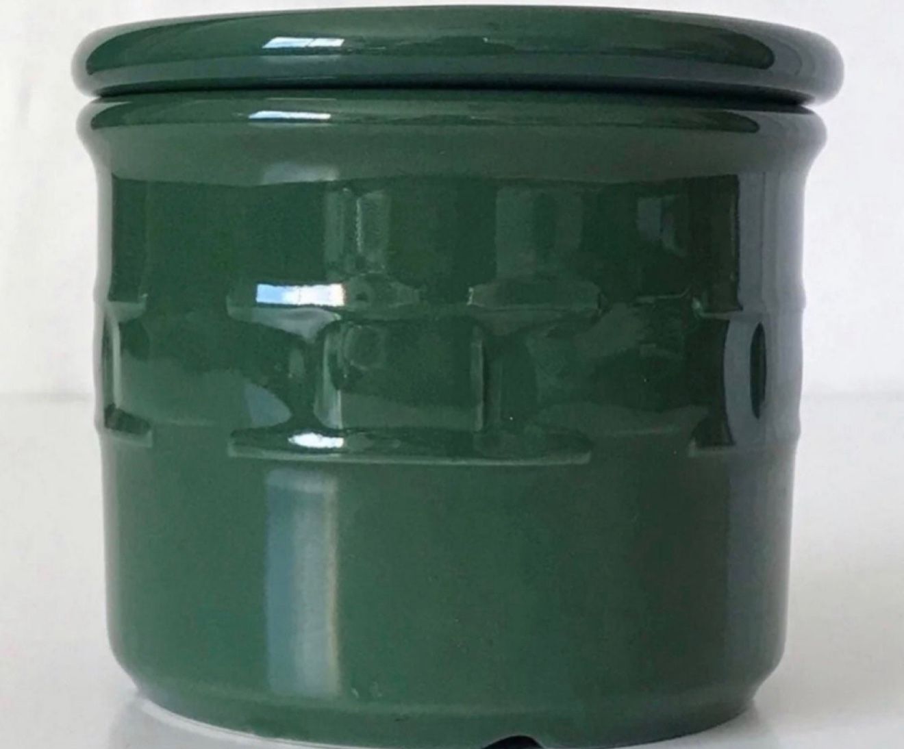 Longaberger Classic Pottery, Woven Traditions Ivy Green Crock with Lid
